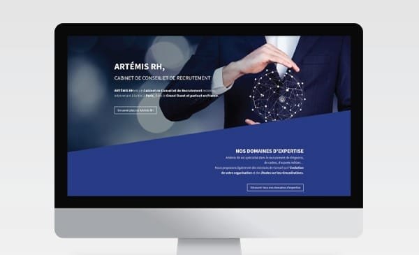 Page d'accueil d'Artemis RH conçue par Comhit, agence de branding à Paris, mettant en avant leur expertise en recrutement.