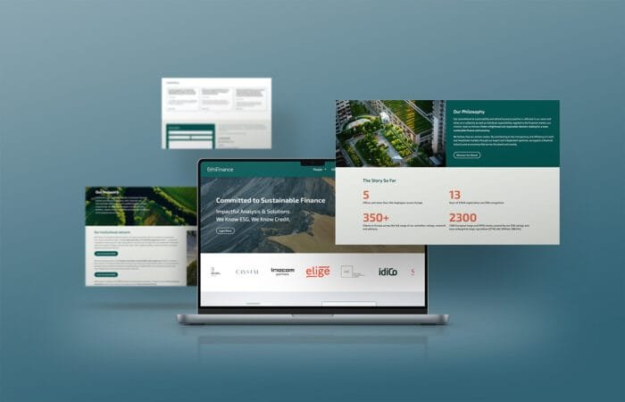 Conception de site web moderne pour Ethifinance par l'agence Comhit, mettant en valeur la finance durable et l'ESG.