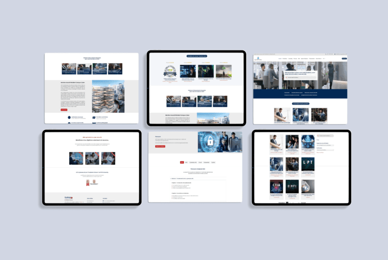 Sites web modernes et élégants conçus par l'agence de branding parisienne Comhit, mettant en avant sécurité et innovation.
